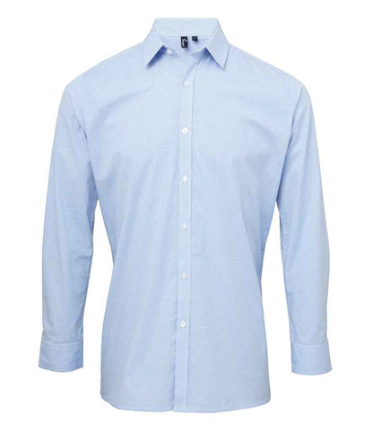 Premier - Gingham Long Sleeve Shirt - PR220 BK/WH XS