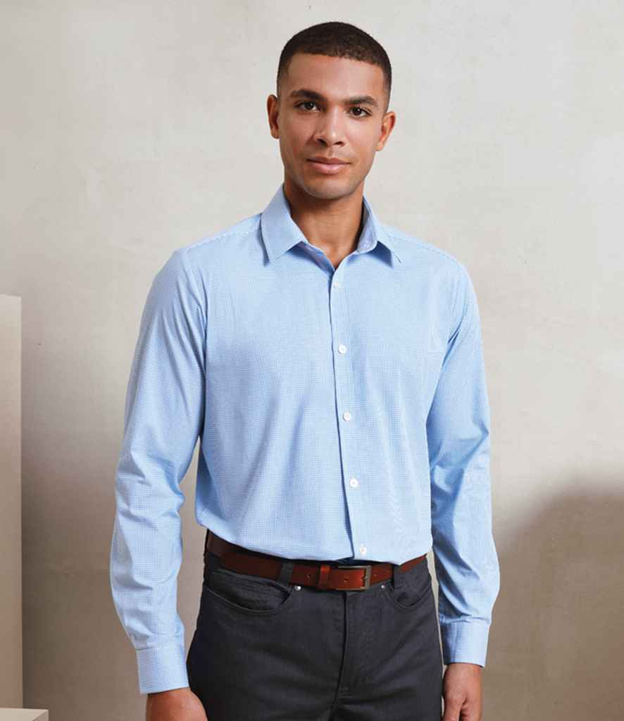 Premier - Gingham Long Sleeve Shirt - PR220 LB/WH XS