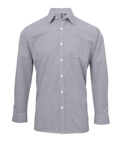 Premier - Gingham Long Sleeve Shirt - PR220 NV/WH XS