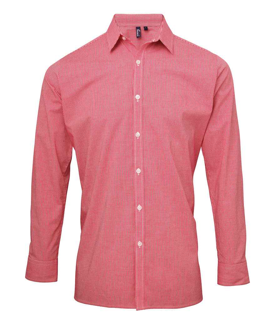 Premier - Gingham Long Sleeve Shirt - PR220 RD/WH XS