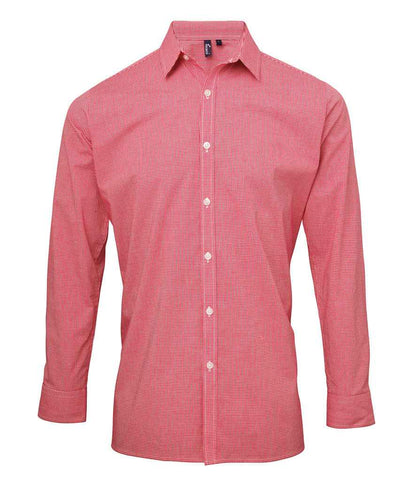 Premier - Gingham Long Sleeve Shirt - PR220 RD/WH XS