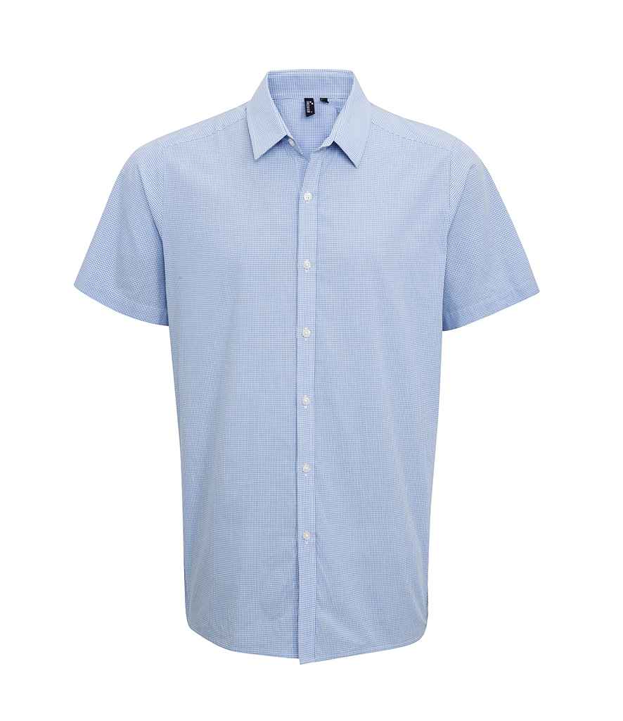 Premier - Gingham Short Sleeve Shirt - PR221 LB/WH XS