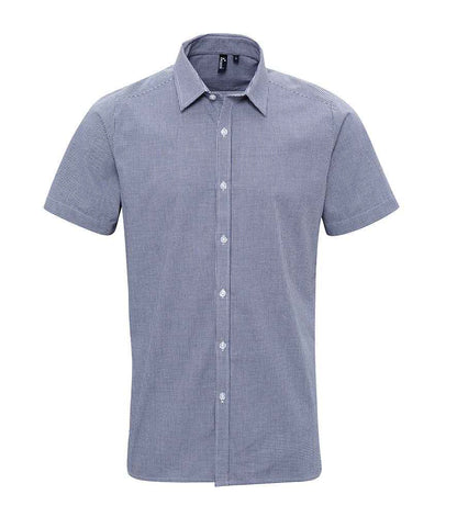 Premier - Gingham Short Sleeve Shirt - PR221 BK/WH XS