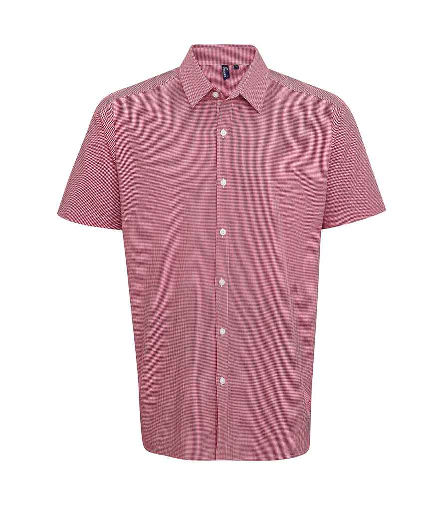 Premier - Gingham Short Sleeve Shirt - PR221 RD/WH XS