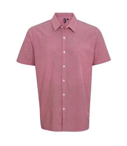 Premier - Gingham Short Sleeve Shirt - PR221 RD/WH XS