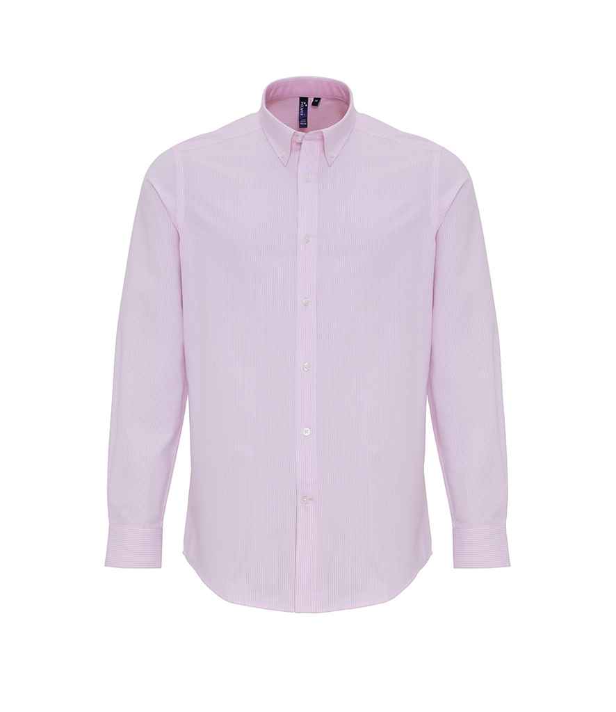 Premier - Long Sleeve Striped Oxford Shirt - PR238 WH/PI S