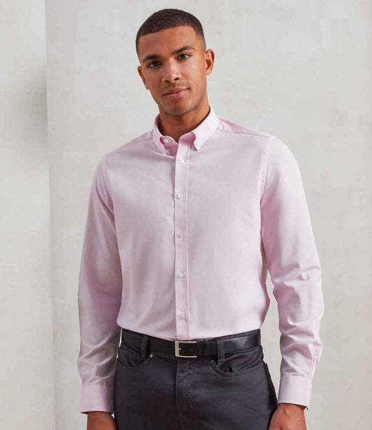 Premier - Long Sleeve Striped Oxford Shirt - PR238 WH/PI S