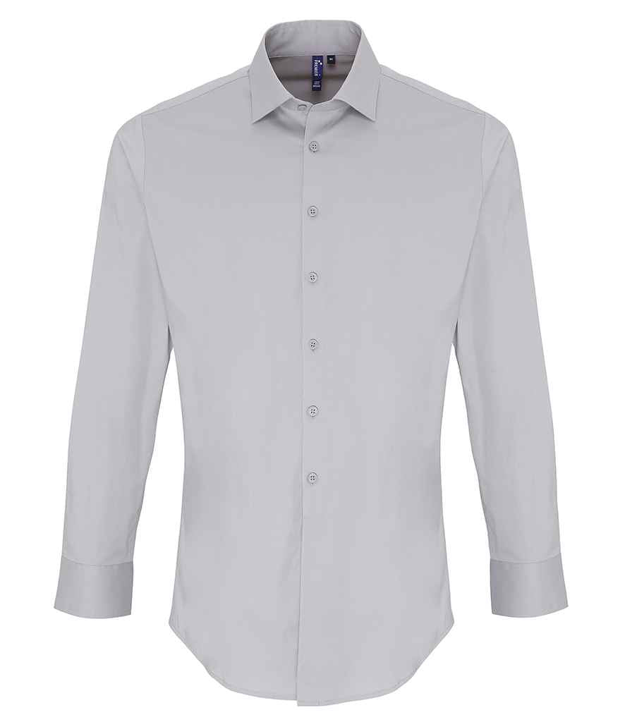Premier - Long Sleeve Stretch Fit Poplin Shirt - PR244 BLK XS