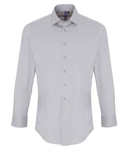 Premier - Long Sleeve Stretch Fit Poplin Shirt - PR244 BLK XS