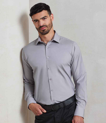 Premier - Long Sleeve Stretch Fit Poplin Shirt - PR244 SIL XS