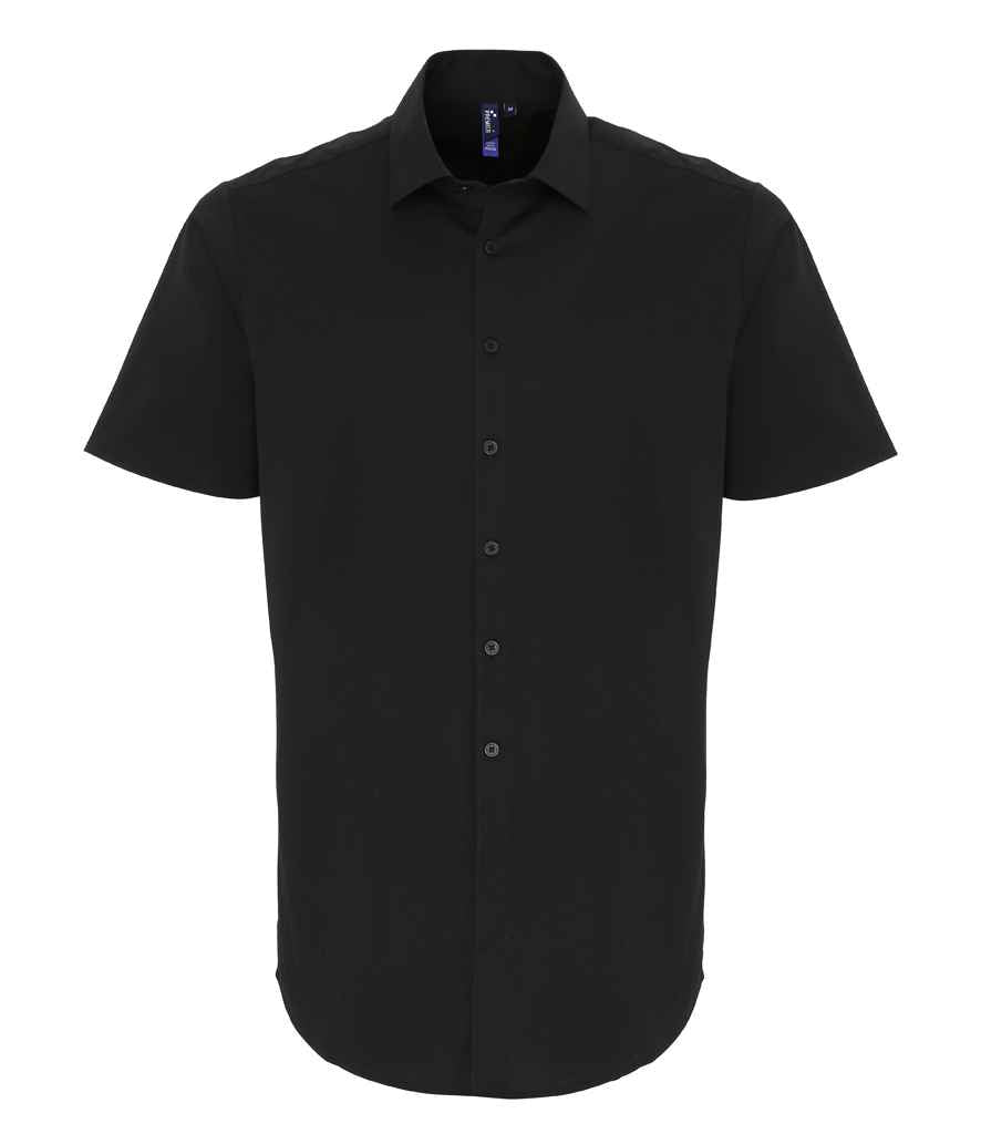 Premier - Short Sleeve Stretch Fit Poplin Shirt - PR246 BLK XS