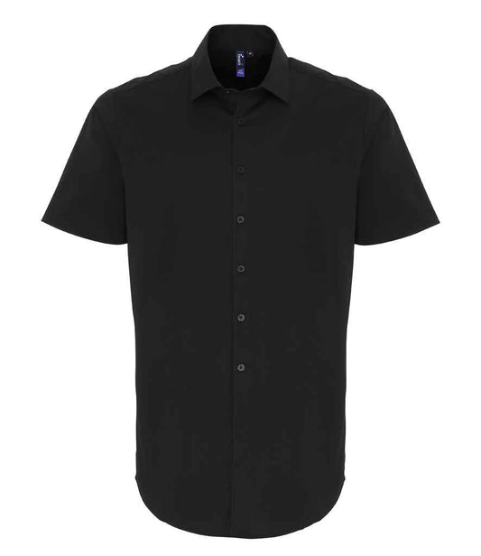 Premier - Short Sleeve Stretch Fit Poplin Shirt - PR246 BLK XS