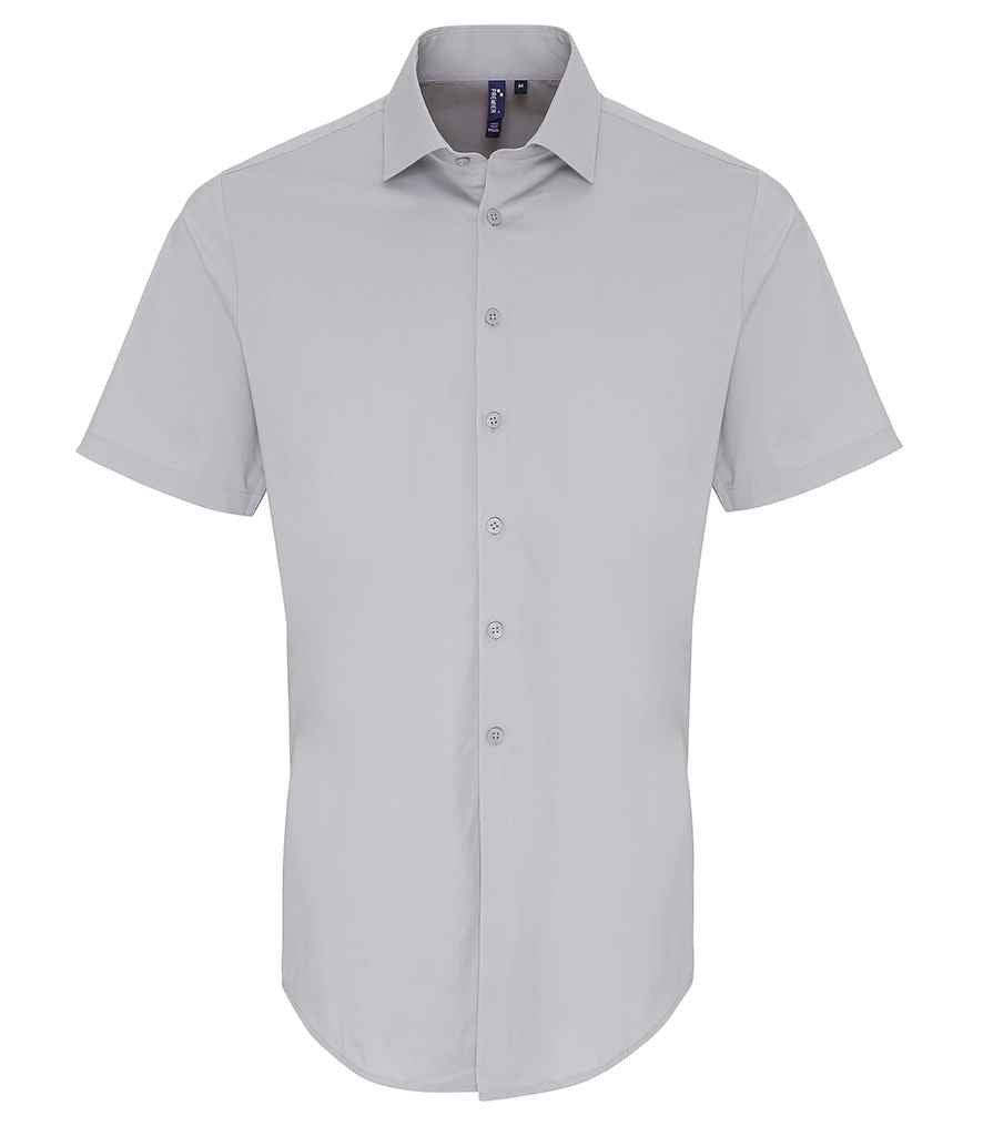 Premier - Short Sleeve Stretch Fit Poplin Shirt - PR246 SIL XS