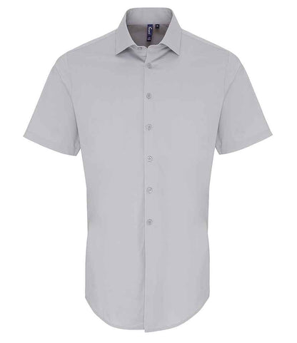 Premier - Short Sleeve Stretch Fit Poplin Shirt - PR246 SIL XS