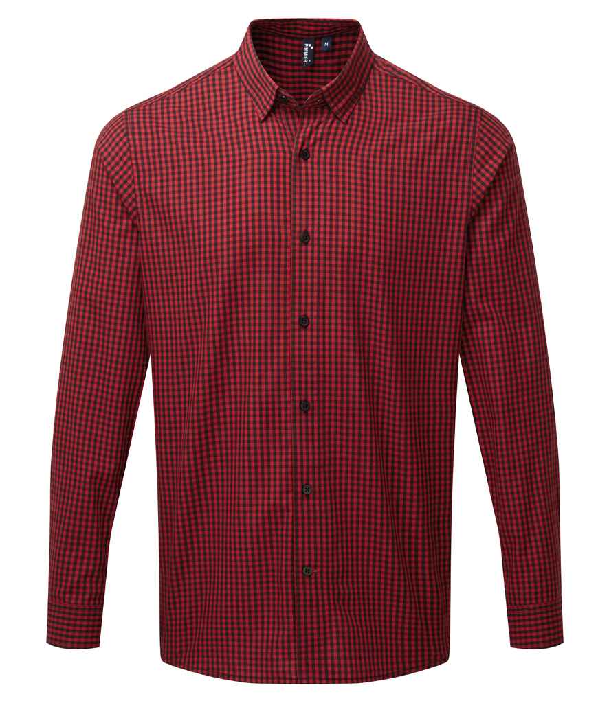 Premier - Maxton Check Long Sleeve Shirt - PR252 BK/RD S