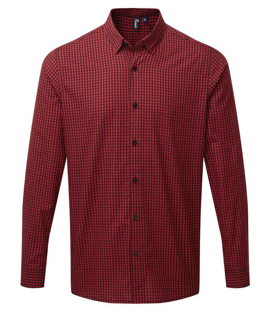 Premier - Maxton Check Long Sleeve Shirt - PR252 BK/RD S