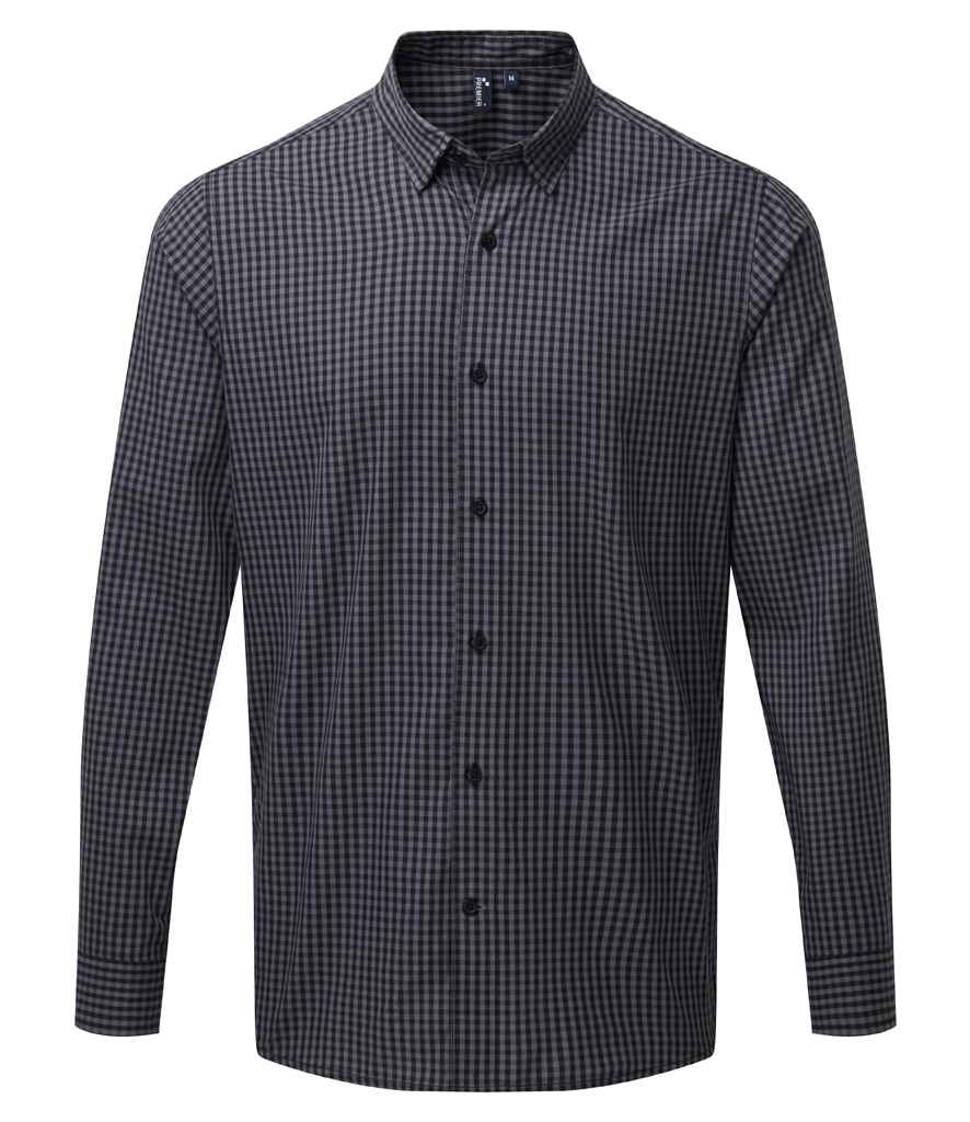 Premier - Maxton Check Long Sleeve Shirt - PR252 SG/BK S