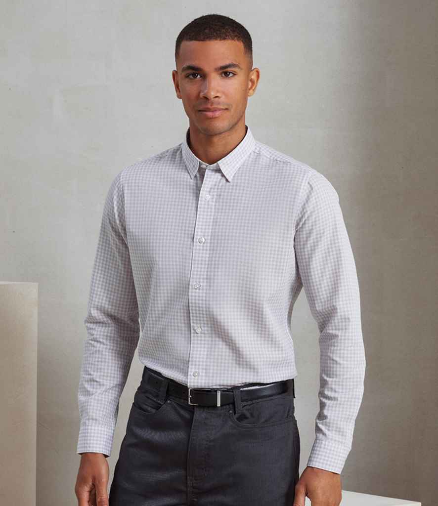Premier - Maxton Check Long Sleeve Shirt - PR252 SI/WH S