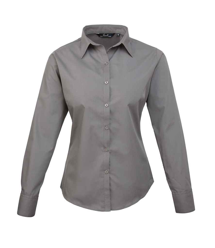 Premier - Ladies Long Sleeve Poplin Blouse - PR300 DGY 6