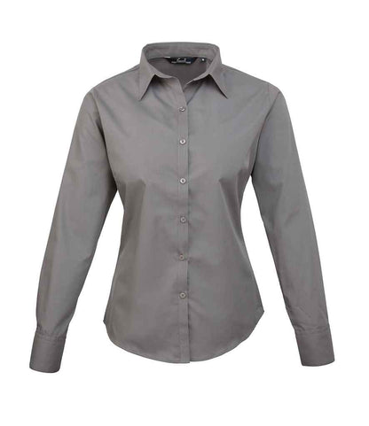 Premier - Ladies Long Sleeve Poplin Blouse - PR300 DGY 6