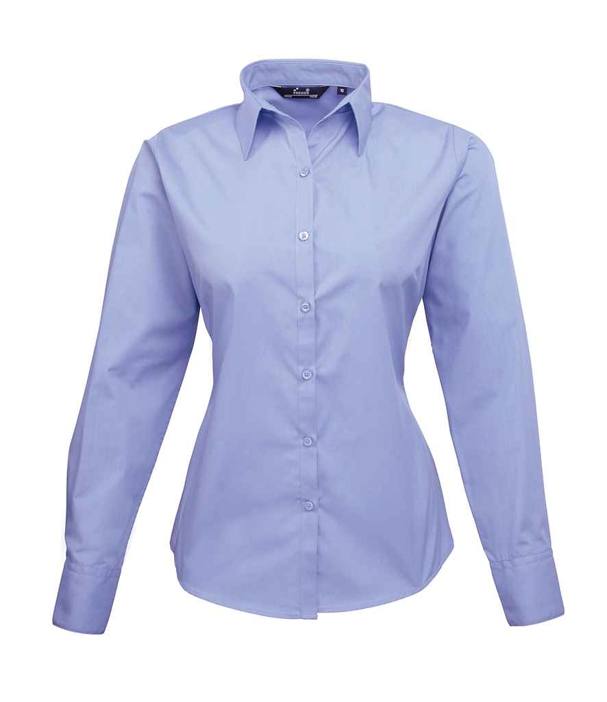Premier - Ladies Long Sleeve Poplin Blouse - PR300 MBL 6