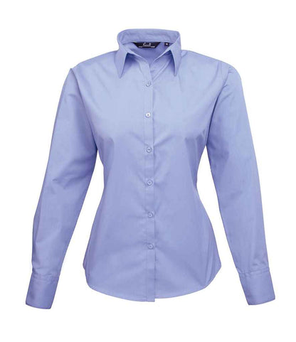 Premier - Ladies Long Sleeve Poplin Blouse - PR300 MBL 6