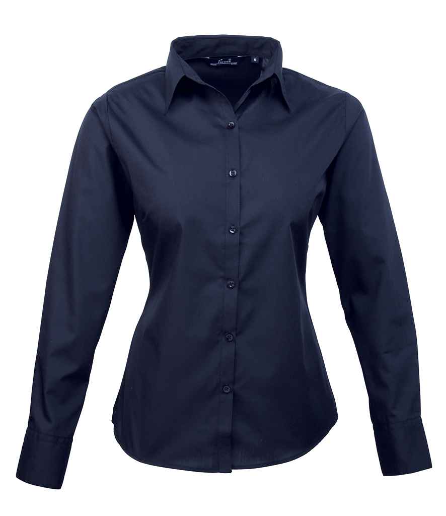 Premier - Ladies Long Sleeve Poplin Blouse - PR300 NAV 6