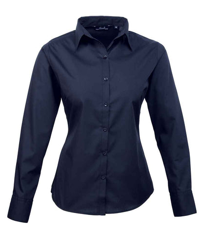 Premier - Ladies Long Sleeve Poplin Blouse - PR300 NAV 6