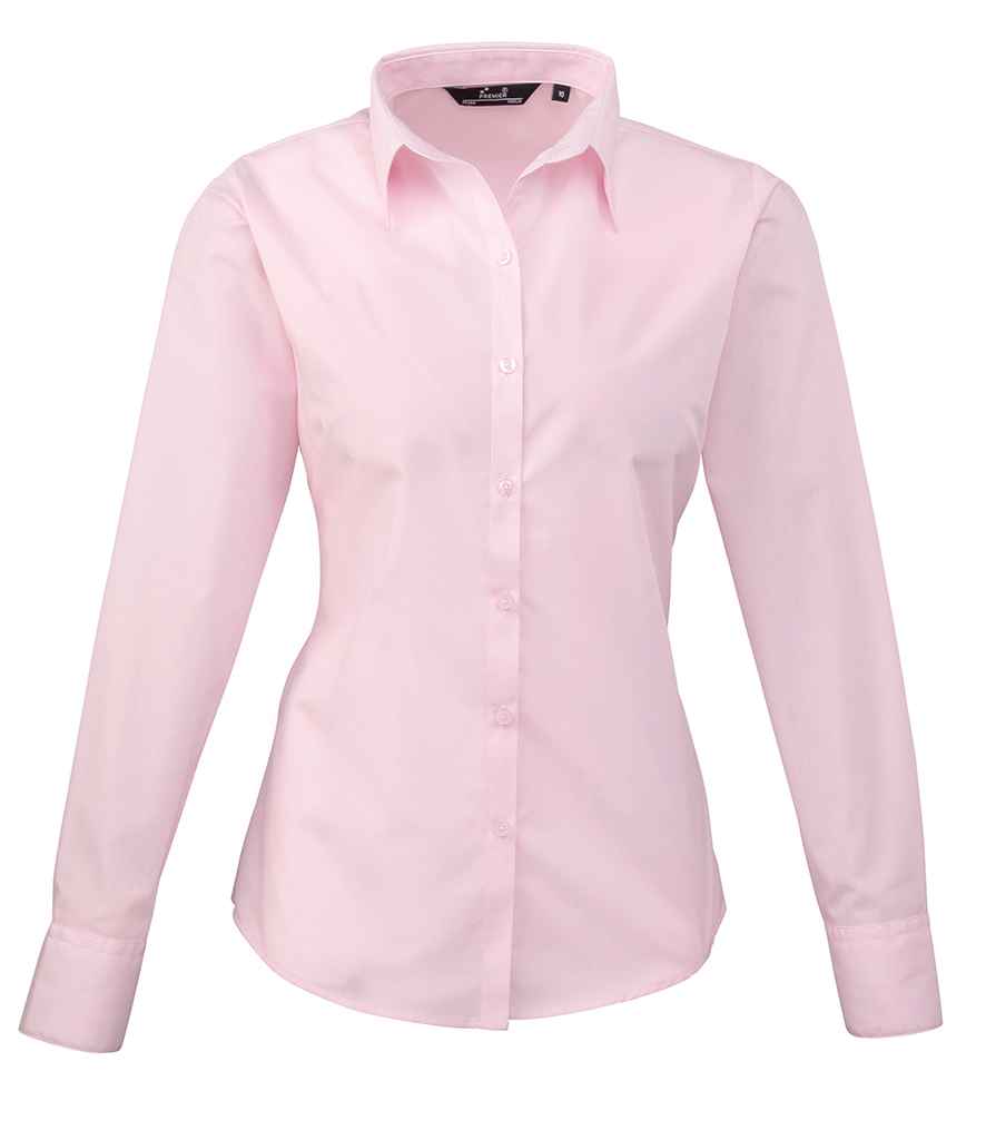 Premier - Ladies Long Sleeve Poplin Blouse - PR300 SIL 6