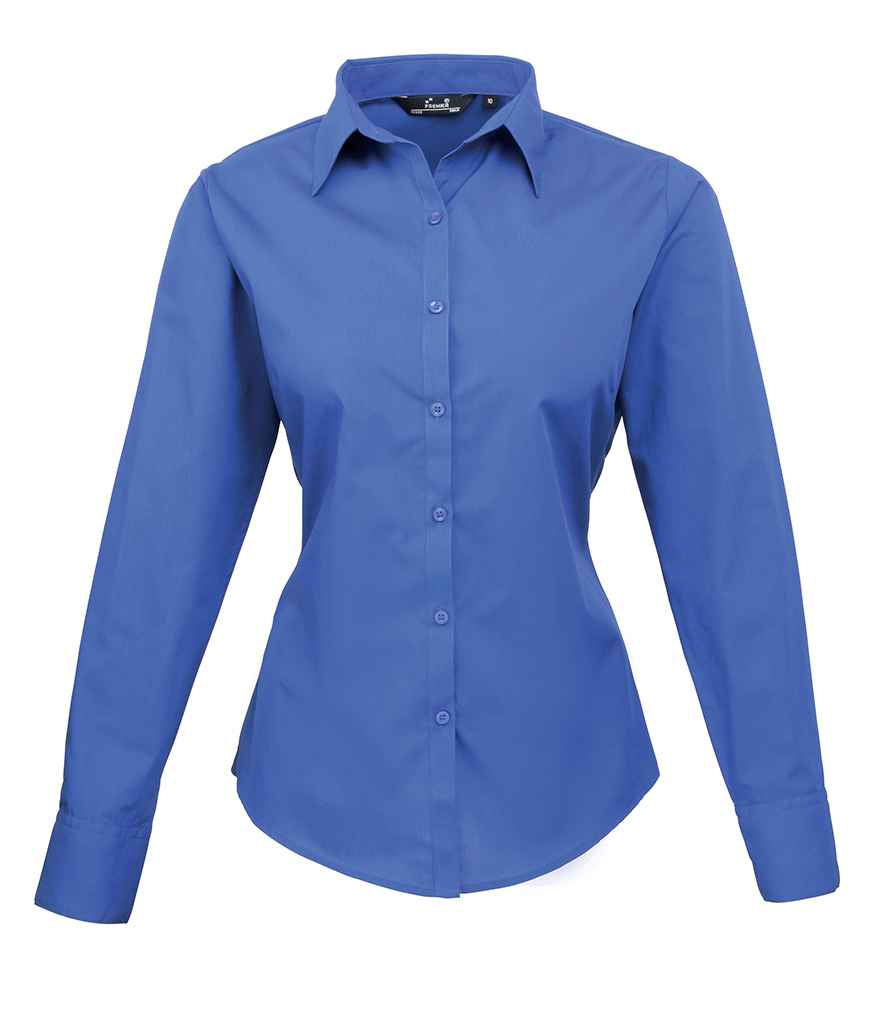 Premier - Ladies Long Sleeve Poplin Blouse - PR300 SIL 6