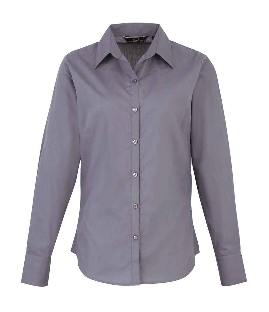 Premier - Ladies Long Sleeve Poplin Blouse - PR300 STE 6