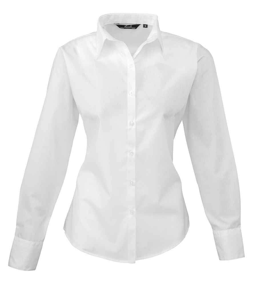 Premier - Ladies Long Sleeve Poplin Blouse - PR300 WHI 6