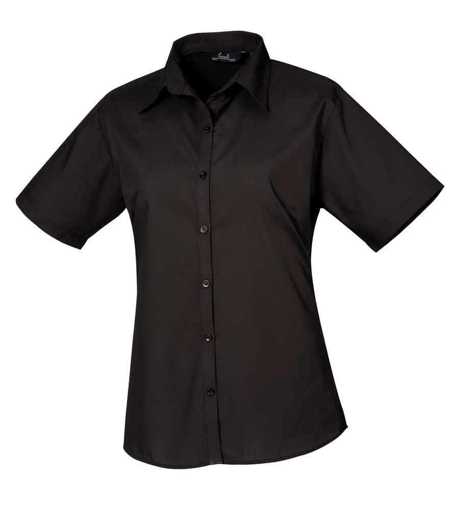 Premier - Ladies Short Sleeve Poplin Blouse - PR302 BLK 6