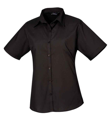 Premier - Ladies Short Sleeve Poplin Blouse - PR302 BLK 6