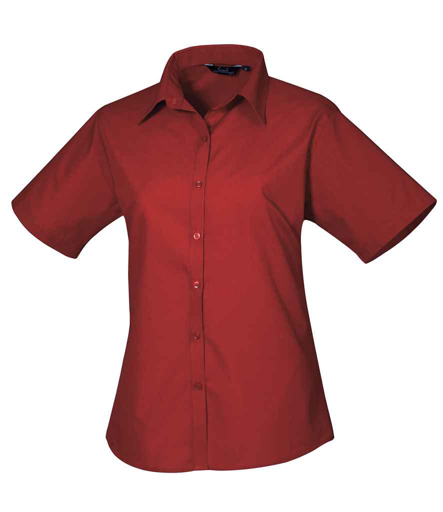 Premier - Ladies Short Sleeve Poplin Blouse - PR302 BUR 6