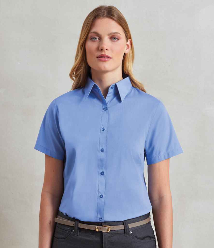 Premier - Ladies Short Sleeve Poplin Blouse - PR302 MBL 6