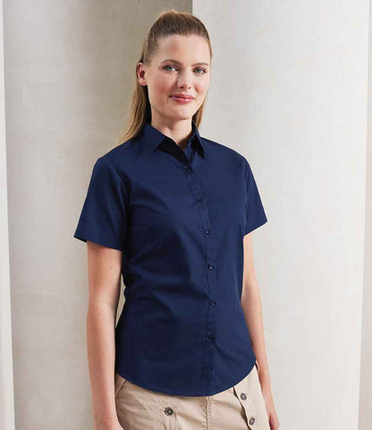 Premier - Ladies Short Sleeve Poplin Blouse - PR302 NAV 6