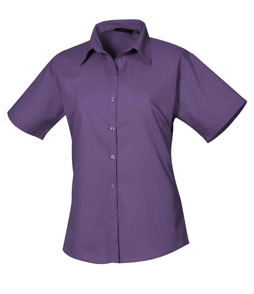 Premier - Ladies Short Sleeve Poplin Blouse - PR302 PUR 6