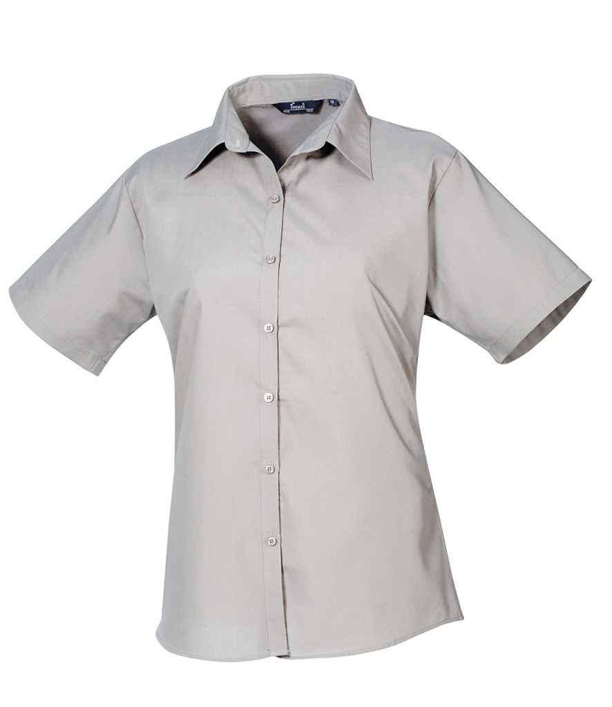Premier - Ladies Short Sleeve Poplin Blouse - PR302 SIL 6