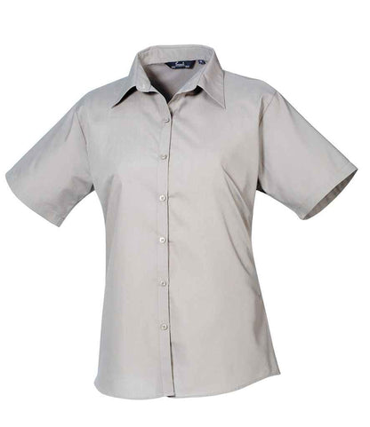 Premier - Ladies Short Sleeve Poplin Blouse - PR302 SIL 6