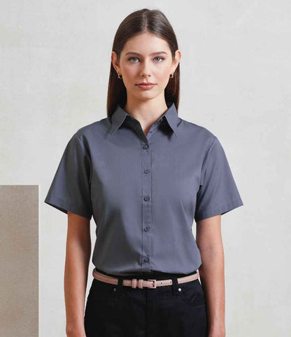 Premier - Ladies Short Sleeve Poplin Blouse - PR302 STE 6