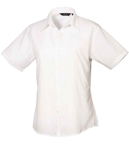 Premier - Ladies Short Sleeve Poplin Blouse - PR302 WHI 6