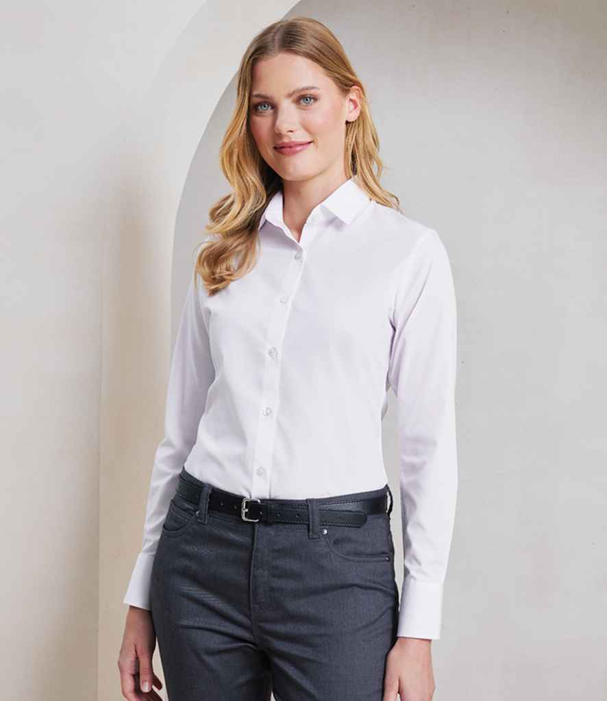 Premier - Ladies Recyclight® Long Sleeve Poplin Shirt - PR303 WHI XS
