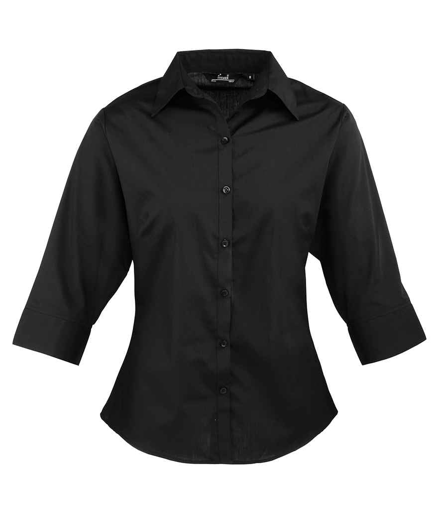 Premier - Ladies 3/4 Sleeve Poplin Blouse - PR305 WHI 6