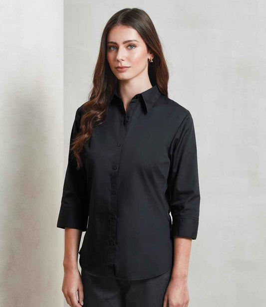 Premier - Ladies 3/4 Sleeve Poplin Blouse