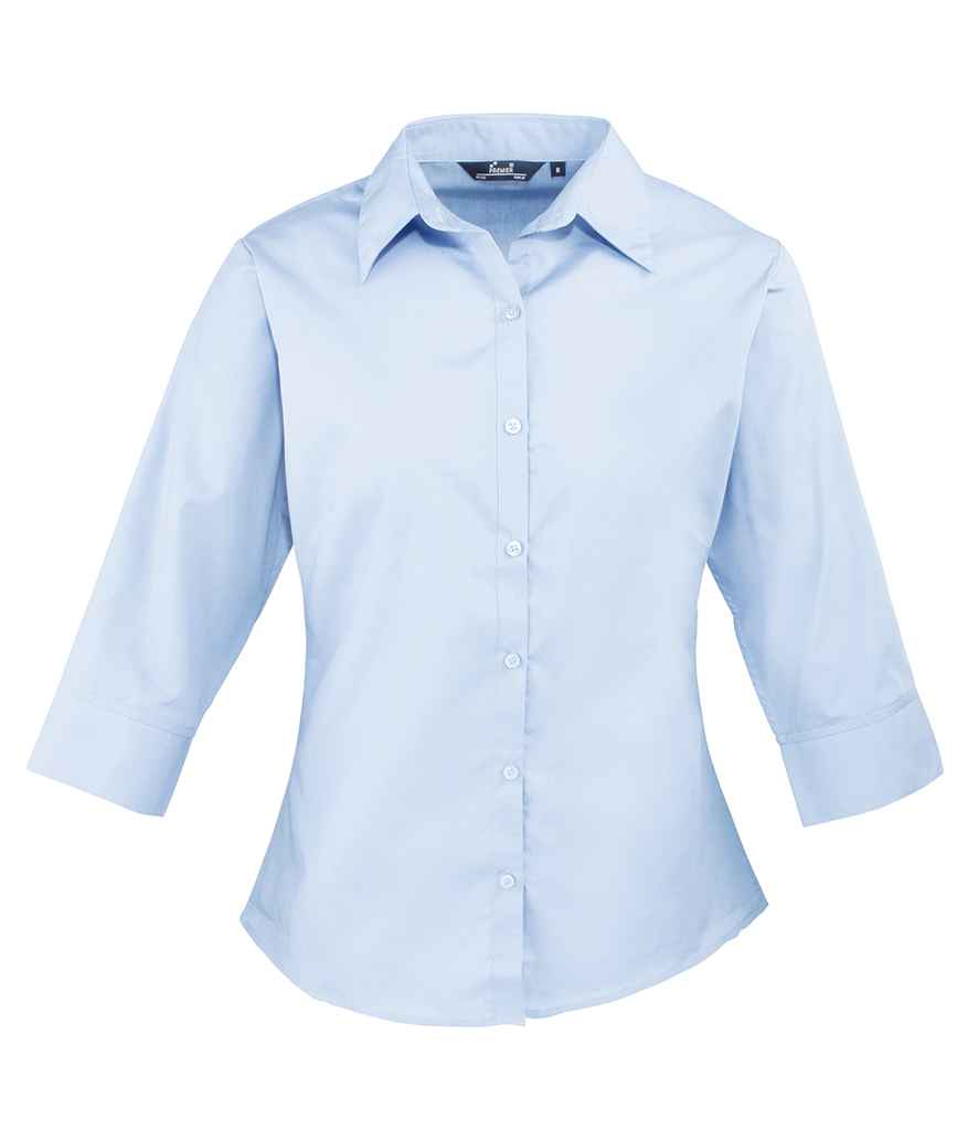 Premier - Ladies 3/4 Sleeve Poplin Blouse - PR305 WHI 6