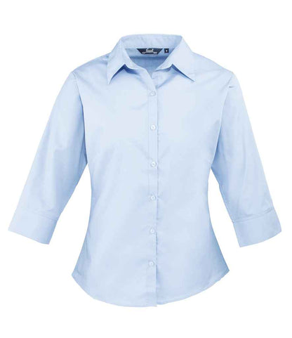 Premier - Ladies 3/4 Sleeve Poplin Blouse - PR305 WHI 6