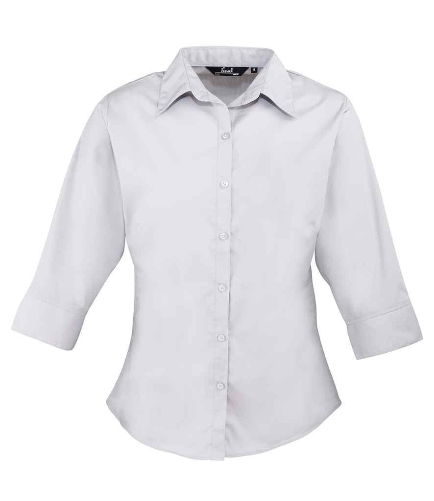 Premier - Ladies 3/4 Sleeve Poplin Blouse - PR305 SIL 8