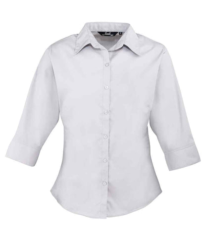 Premier - Ladies 3/4 Sleeve Poplin Blouse - PR305 SIL 8