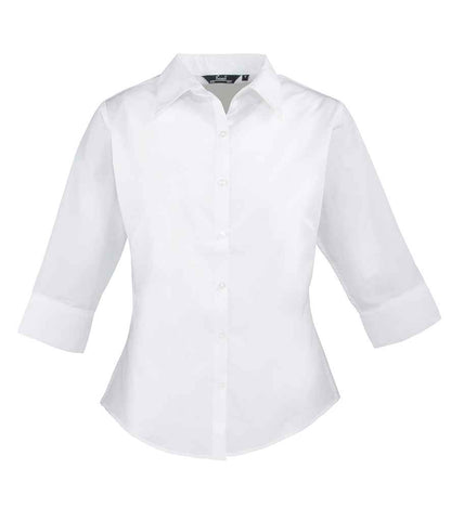 Premier - Ladies 3/4 Sleeve Poplin Blouse - PR305 WHI 6